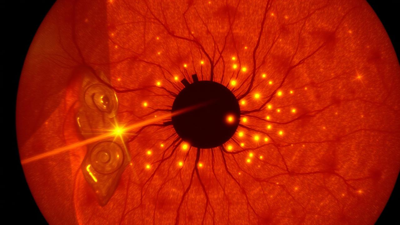 Retina sottoposta a trattamento laser per retinopatia diabetica